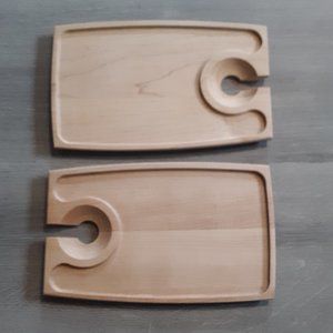 Pair of Crate & Barrel natural finish wooden appetizer trays